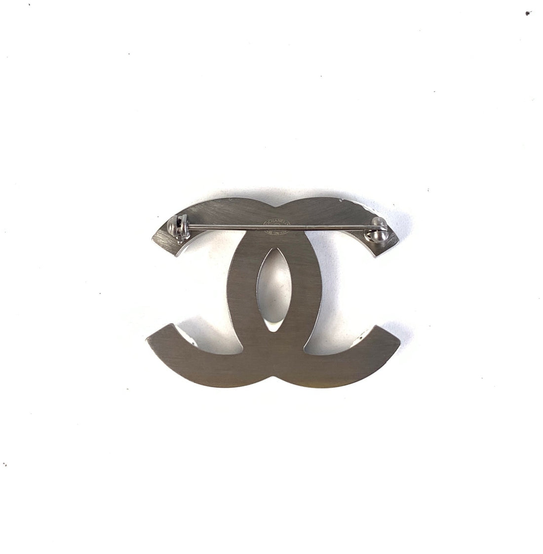 CHANEL Preloved Brooch B-1951 Black Silver Jewelry
