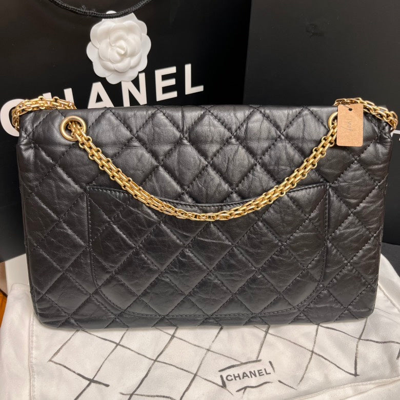 Chanel 2.55 Maxi Black Quilted Leather Shoulder Bag