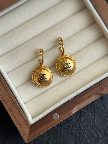 Chanel Gold Statement Earrings Preloved #6E
