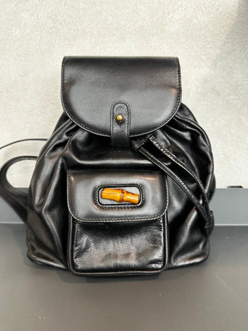 Gucci Bamboo Backpack Black Leather Bag