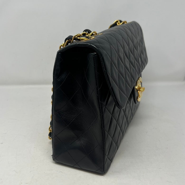 Preloved Chanel Maxi Jumbo XL Black Single Flap Shoulder Bag AD963