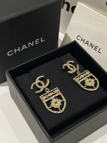 Chanel New Shield Earrings Gold Earrings