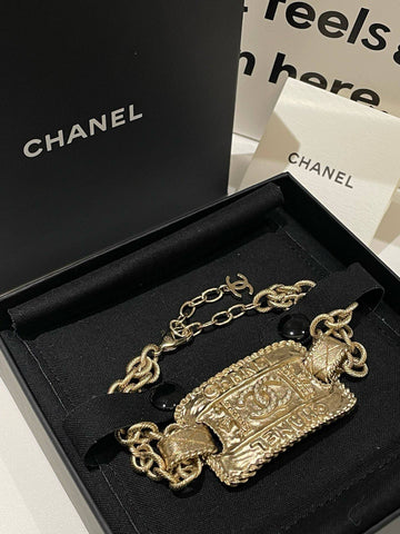 Chanel 21A Gold Plate Bracelet 17cm #13467
