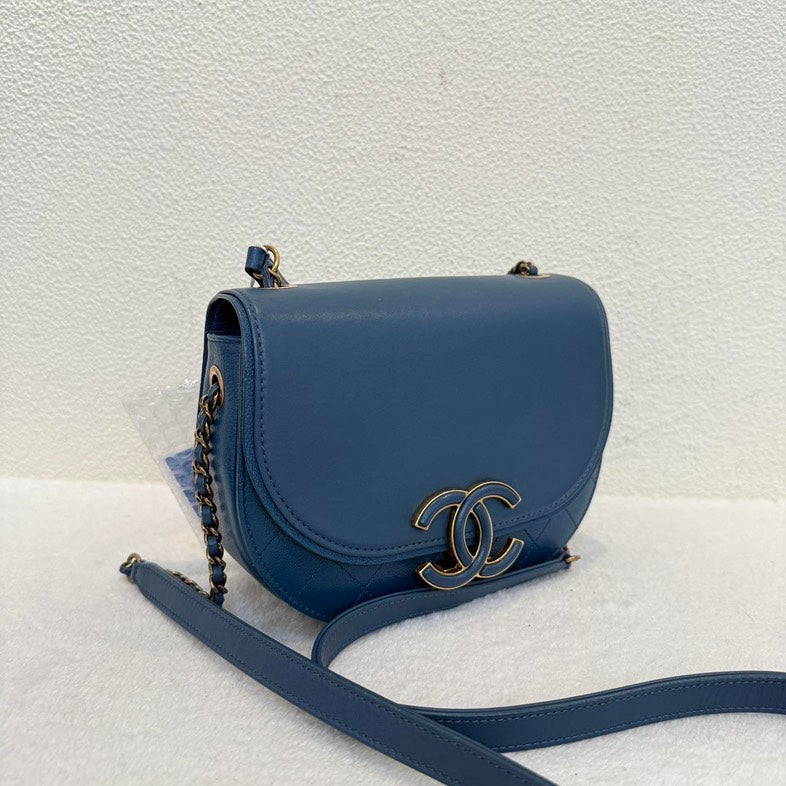 Chanel Blue Leather Flap Shoulder Bag