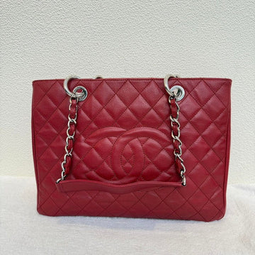 Preloved Chanel Grand Shopping Tote Red Quilted Leather Shoulder Bag
