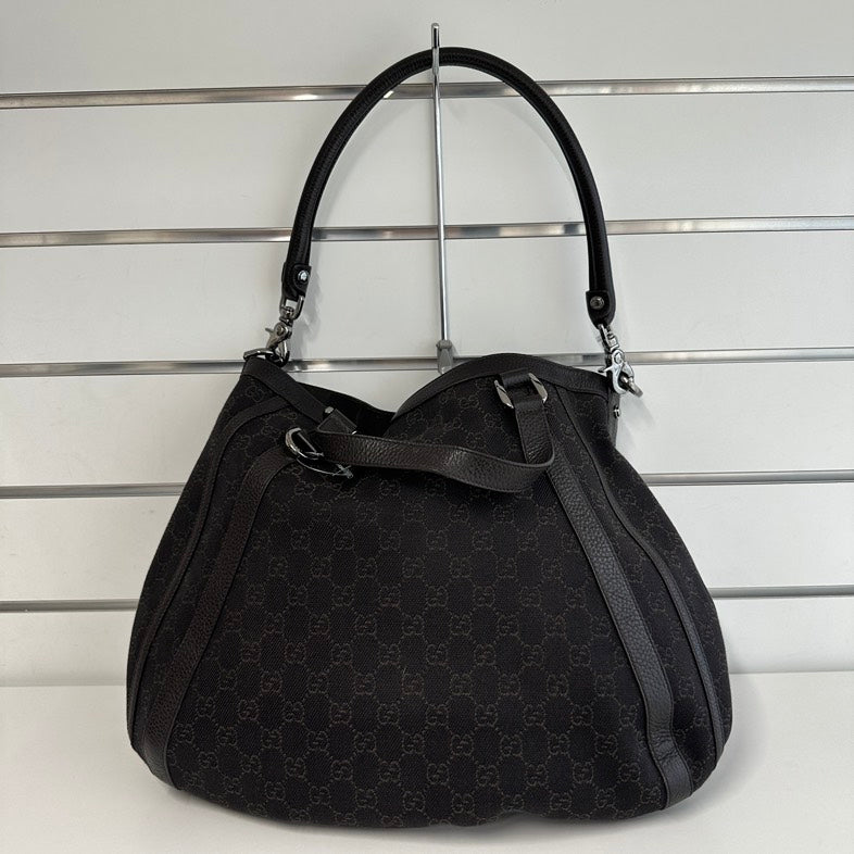 Gucci GG Monogram Large Black Canvas Tote Bag 1695