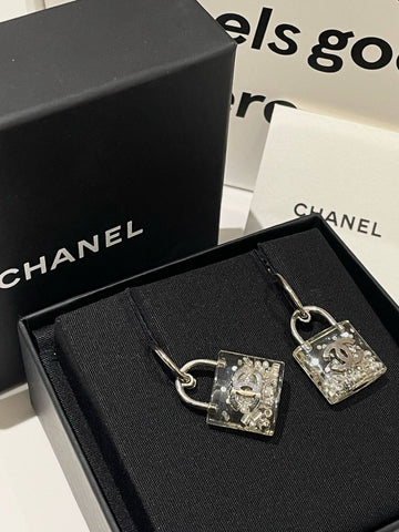 Chanel Transparent Lock Earrings