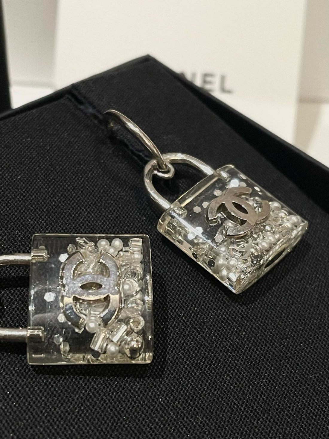 Chanel Transparent Lock Earrings