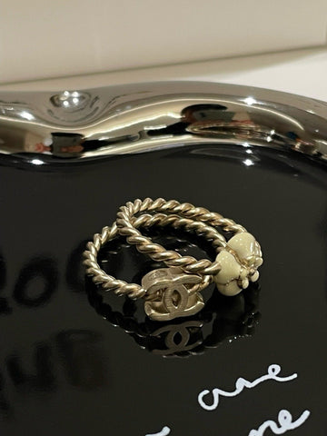 Chanel CC Camellia Double Rings Gold Rings