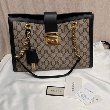 Gucci Padlock Large GG Supreme Beige Ebony Shoulder Bag