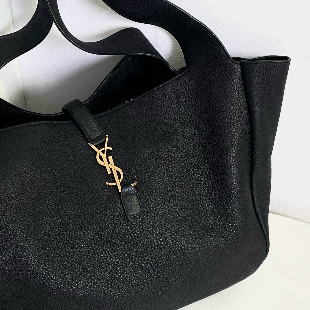 Saint Laurent YSL Bea Tote Bag in Black Leather