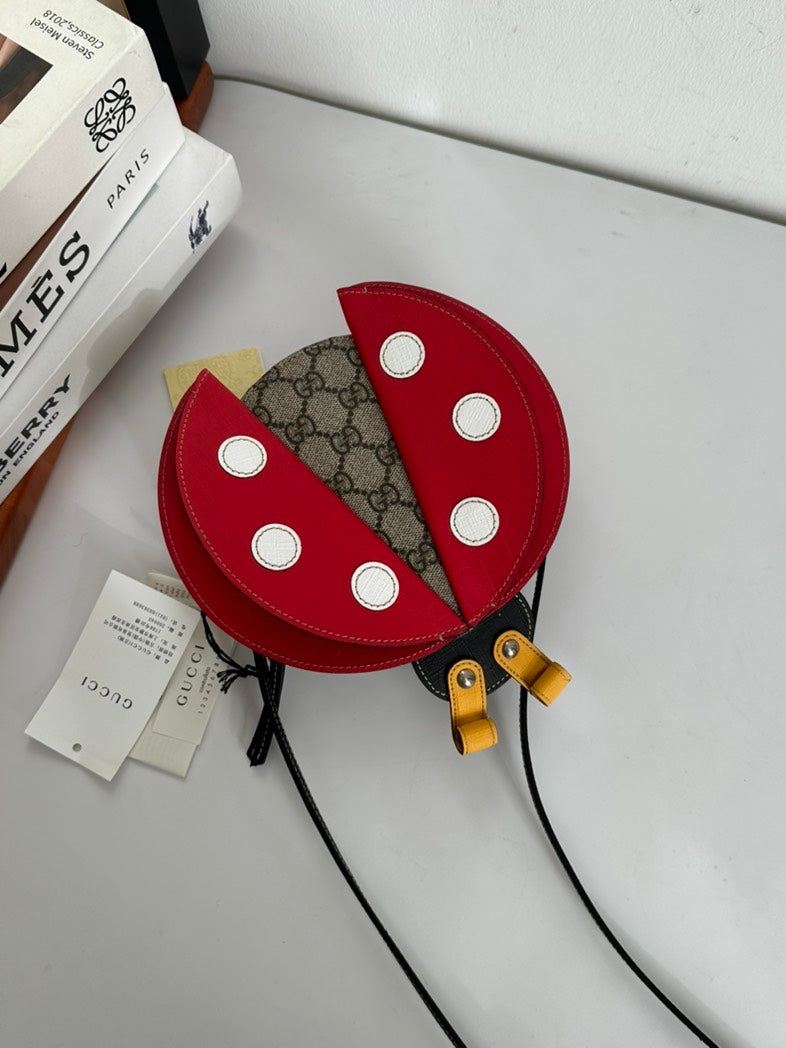 Gucci Monogram Ladybirds Red Shoulder Bag