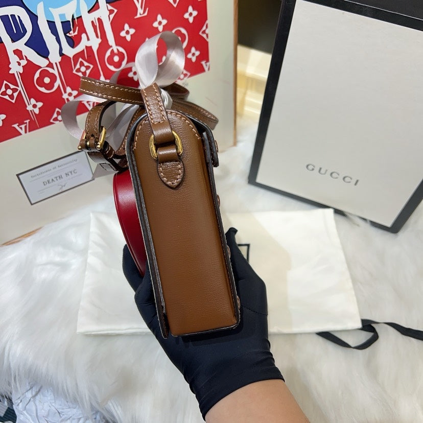 Preloved Gucci GG Marmont Medium Brown Leather Shoulder Bag