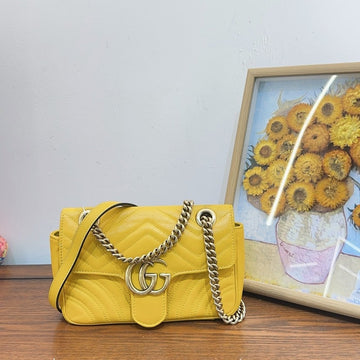Preloved Gucci GG Marmont Shoulder Bag Yellow Leather Medium