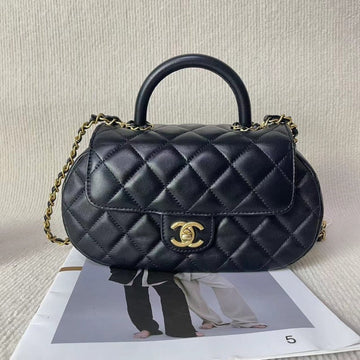 Preloved Chanel Handle Bag 5020702 Black Quilted Leather Top Handle Bag