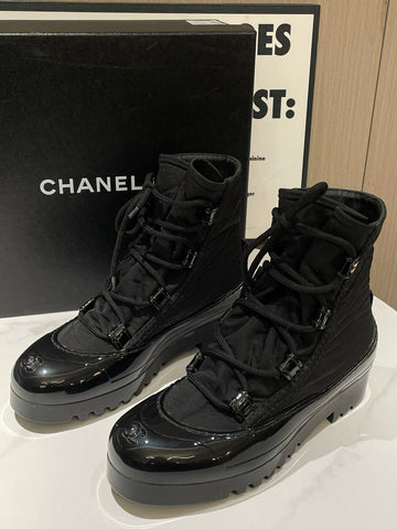 Chanel Puffer Boots Black Snow Boot