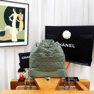 Chanel Vintage Quilted Olive Green Leather Backpack