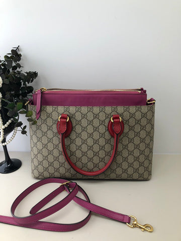 Preloved Gucci GG Supreme Beige/Pink Shoulder Bag