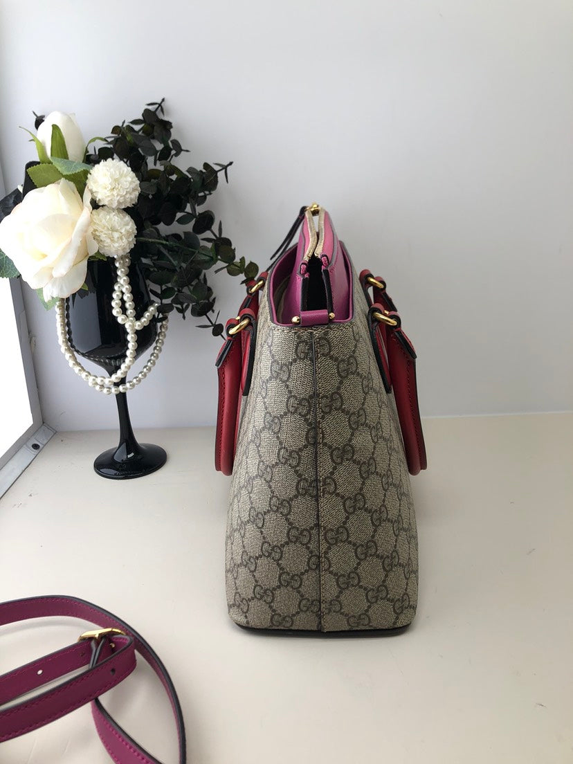Preloved Gucci GG Supreme Beige/Pink Shoulder Bag