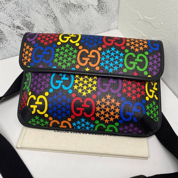 Preloved Gucci GG Multicolor Waist Bag in Black Canvas