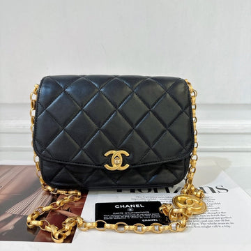 Chanel Preloved CC Coin Chain Black Flap Bag