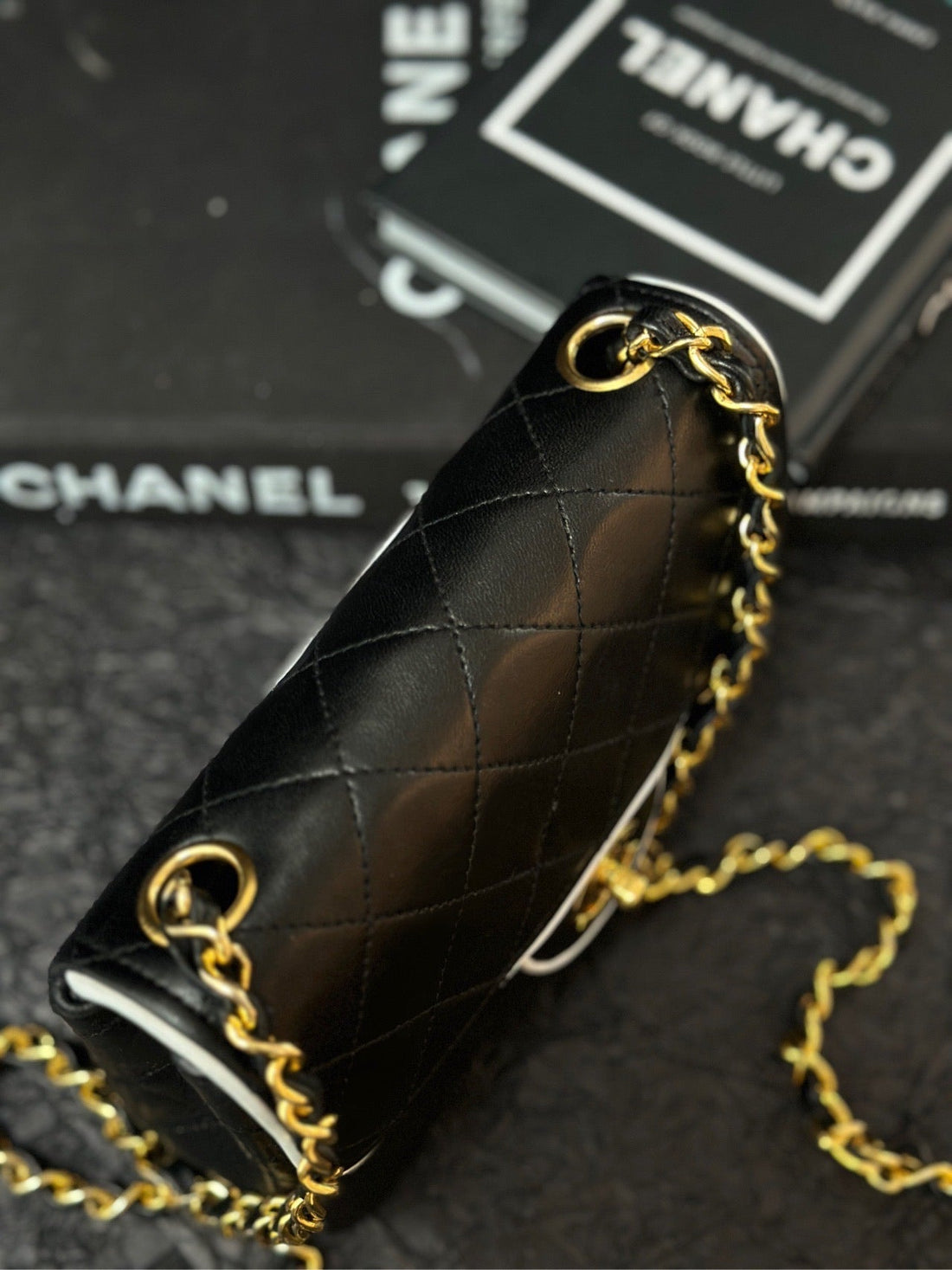 Chanel Vintage Classic Flap Mini Bag Black Leather Shoulder Bag