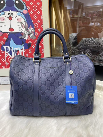 Preloved Gucci Purple Boston Bag - Vintage Leather Shoulder Bag