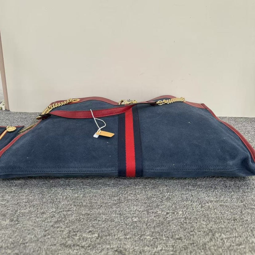 Preloved Gucci Rajah Tote Bag SJZ2-30 in Red and Blue Suede