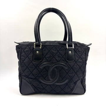 Preloved Chanel Nylon Leather Black Quilted Tote Bag LB109234