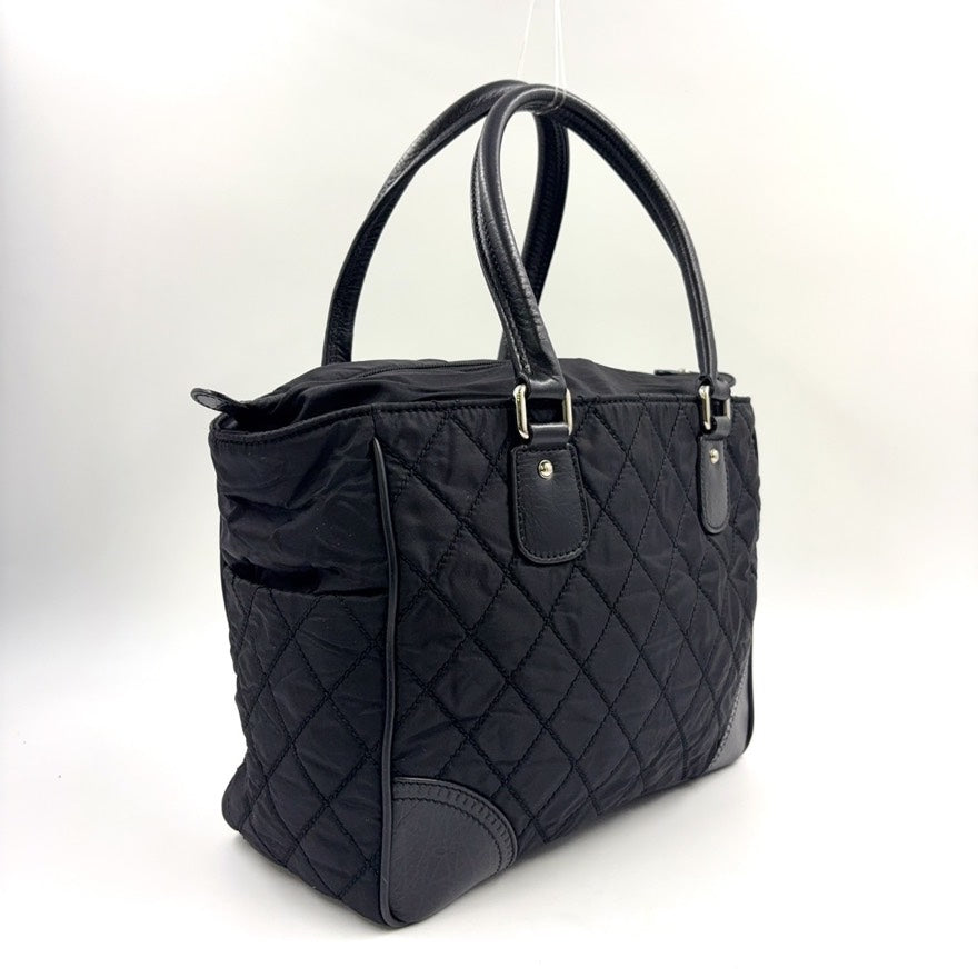 Preloved Chanel Nylon Leather Black Quilted Tote Bag LB109234