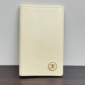 Preloved Chanel Calfskin Card Case M108 White Leather Wallet