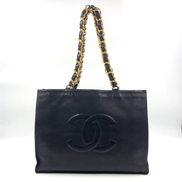 Vintage Chanel Lambskin Black Chain Tote Bag N4129244