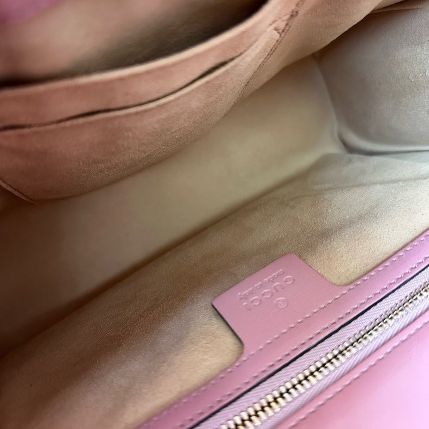 Gucci Vintage Pink Embossed Shoulder Bag B806  Designer Handbag