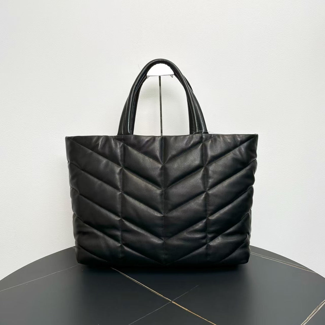 Preloved YSL Saint Laurent Quilted Black Leather Tote Bag