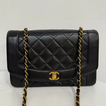 Chanel Vintage Lambskin Diana Chain Crossbody Bag Black FM0028