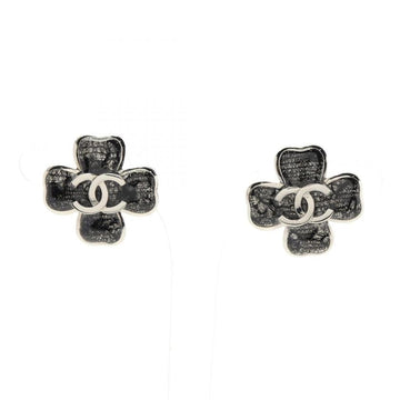 Pre-loved CHANEL Coco Mark Earrings Silver Black C24K 961776