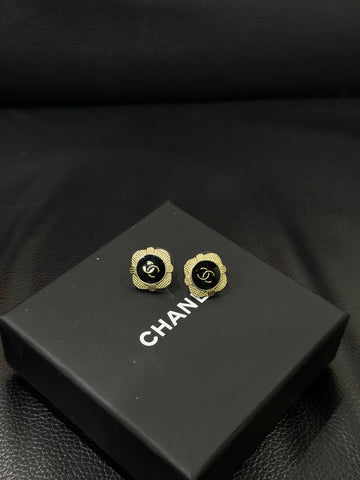 Chanel Gold Black Statement Earrings