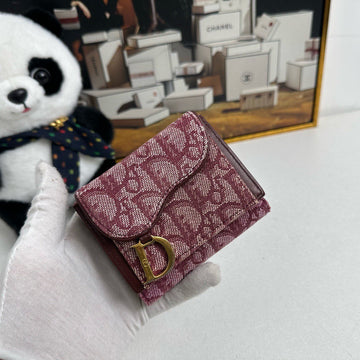 Dior Vintage Oblique Pattern Burgundy Wallet –  Designer Accessory