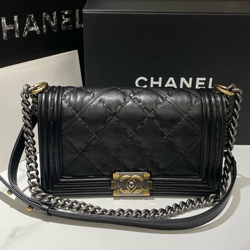 Chanel Boy Bag Medium Black Leather Shoulder Bag