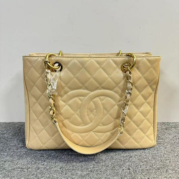 Preloved Chanel GST Beige Caviar Leather Tote Bag
