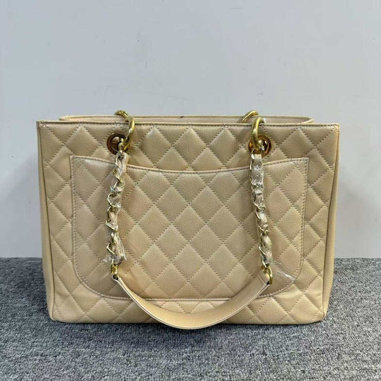 Preloved Chanel GST Beige Caviar Leather Tote Bag