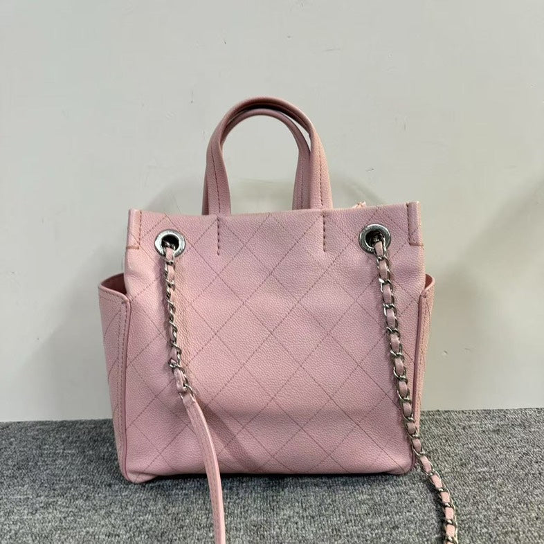 Chanel Two-Way Pink Leather Preloved Bag - Vintage Designer Handbag