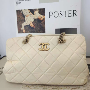 Chanel Vintage Quilted Beige Tote Bag