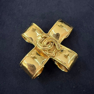 Chanel Vintage Coco Cross Brooch 94P Gold Brooch