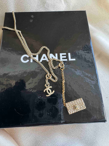 Chanel CF Bag Necklace Gold Pendant