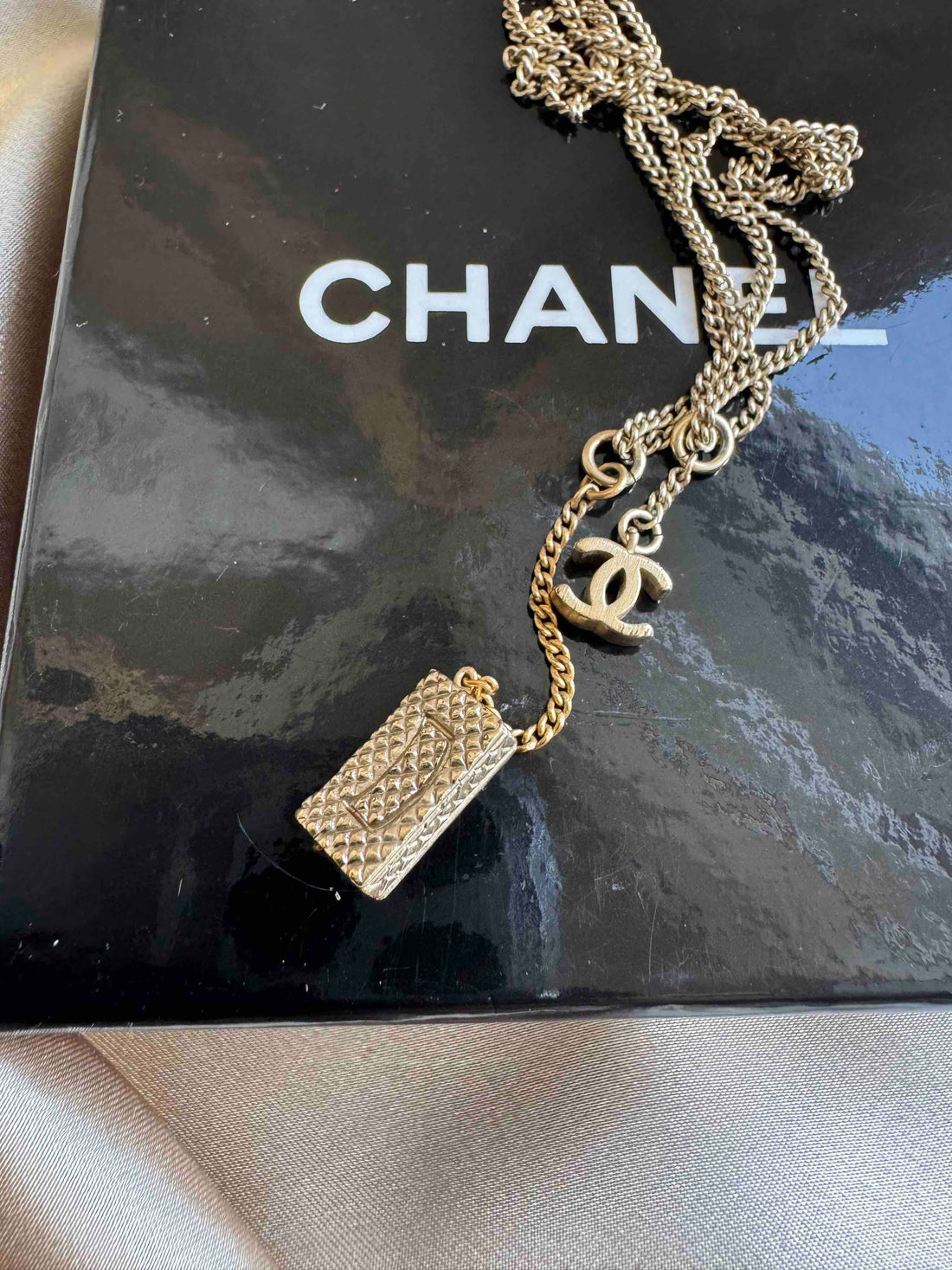 Chanel CF Bag Necklace Gold Pendant
