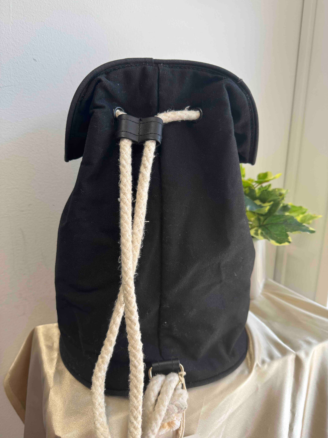 Chanel Soleil Drawstring Bag Black Canvas Bucket Bag