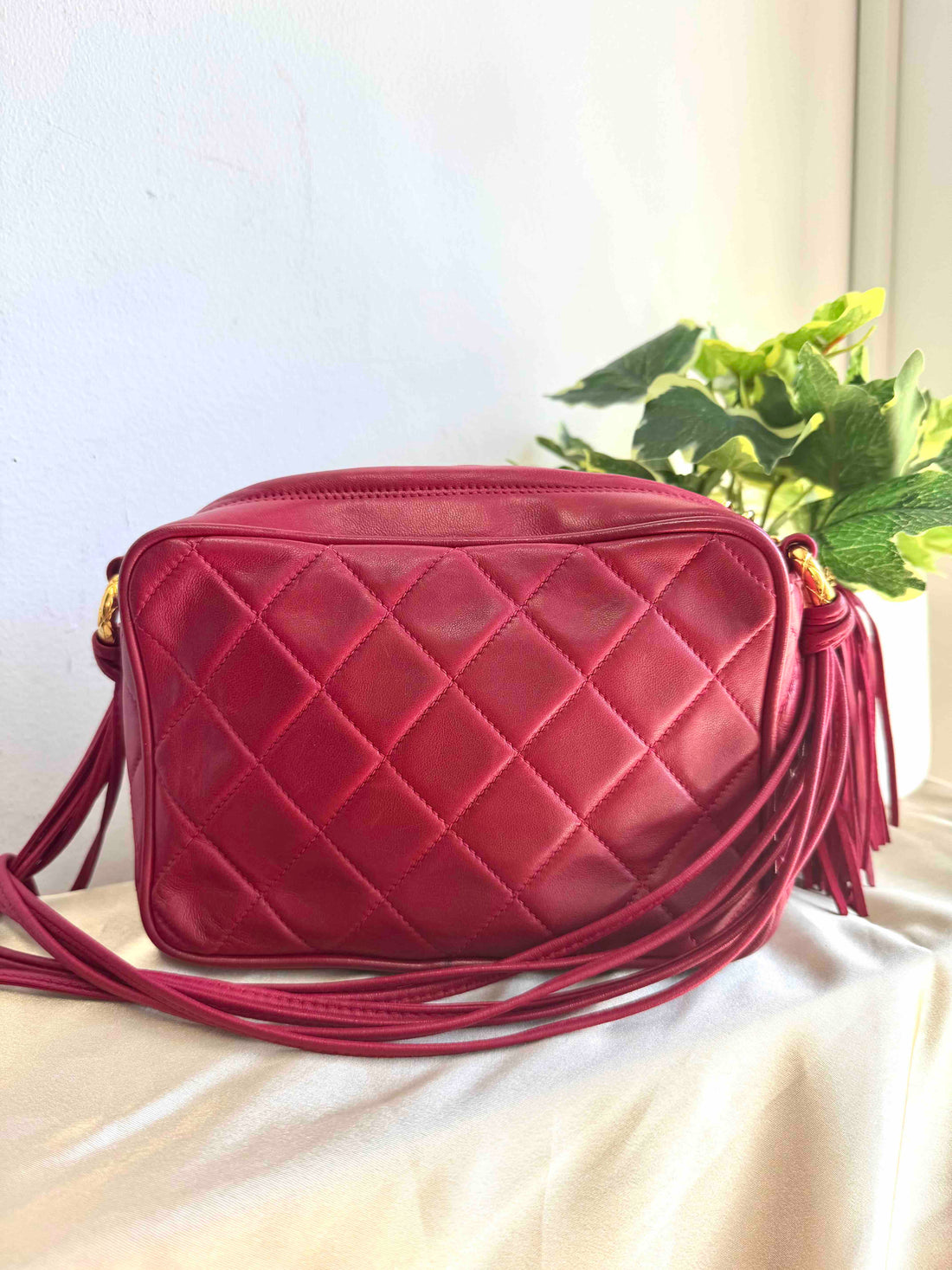 Chanel Golden Ball Camera Bag in Red Leather Crossbody