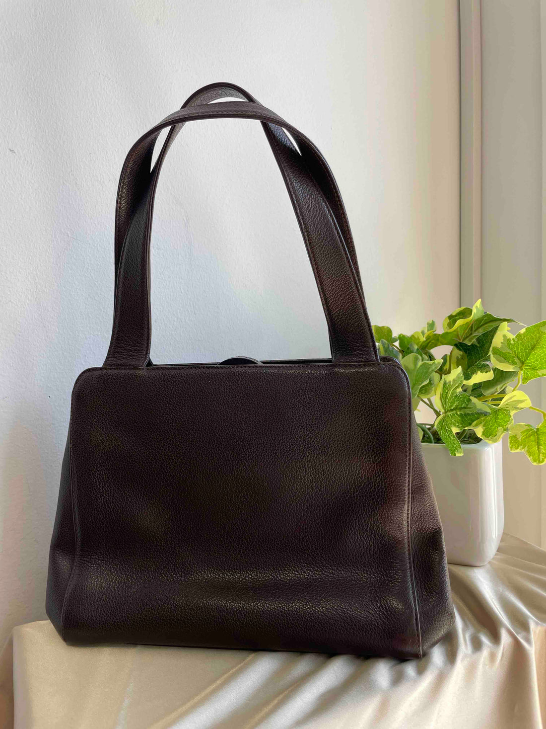 Chanel CC Logo Tote Brown Leather Tote Bag