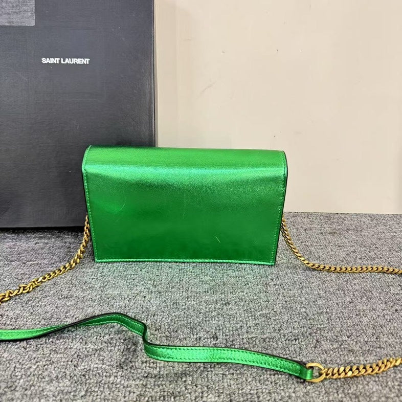 Preloved YSL Saint Laurent Kate Green Leather Clutch Bag